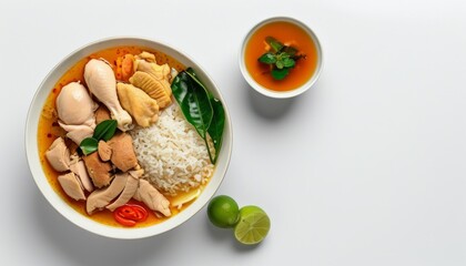 Delicious Khao Man Gai with Tender Chicken, Fragrant Rice, and Flavorful Broth for Food Lovers