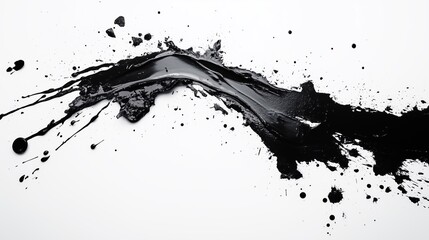 Obraz premium Black paint splashes on white background, dynamic and bold design for contemporary abstract art