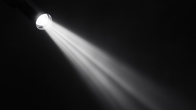 Abstract glowing Tyndall effect with white light on solid black