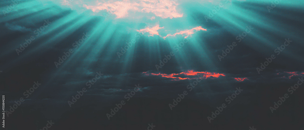 Aufkleber sun rays texture overlay with vibrant colors in a serene atmosphere