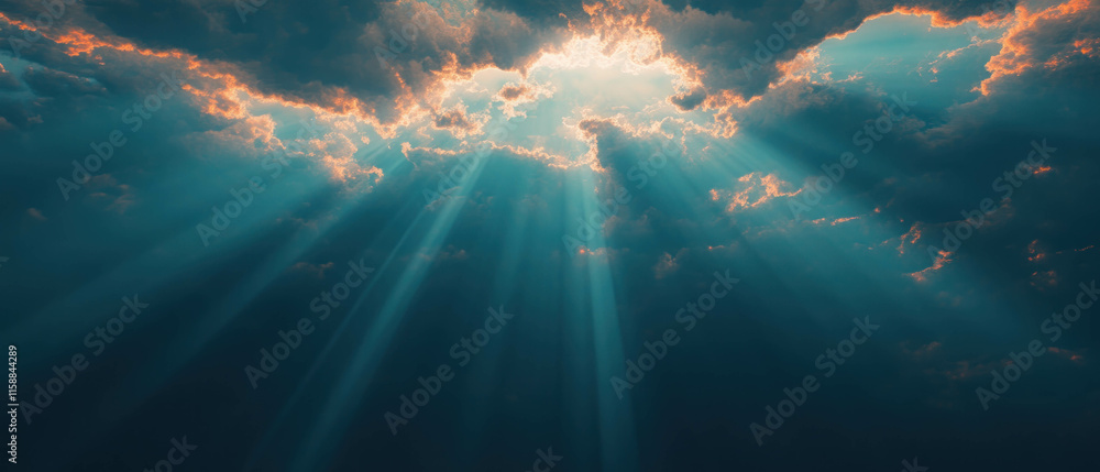 Poster background overlay of sun rays texture creating a serene and vibrant atmosphere