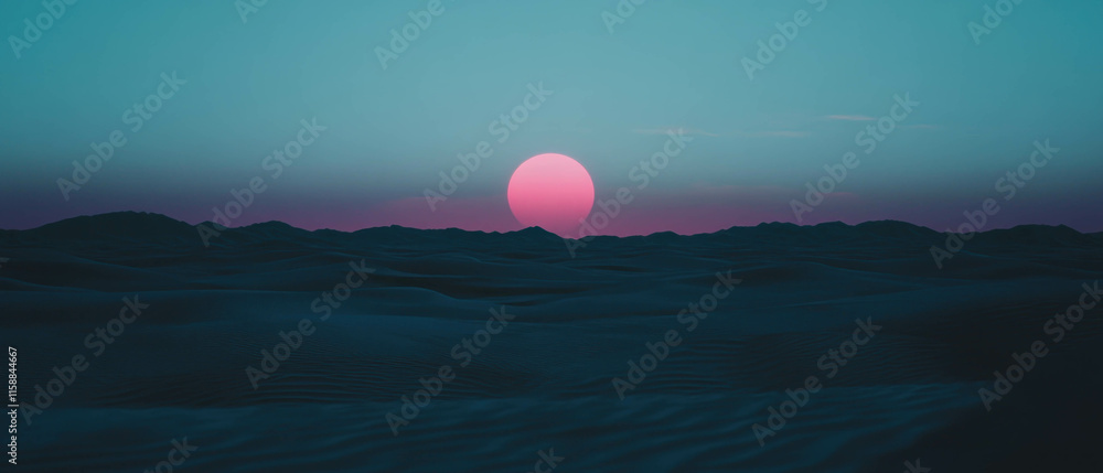 Aufkleber vivid twilight over sandy desert dunes with hyper-realistic details and soft lighting