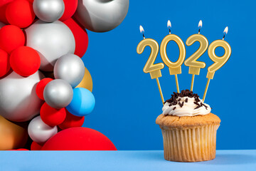 Happy New Year 2029 - Candles in the form of lit numbers