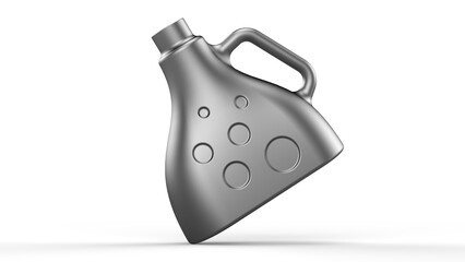 Tapered Bottle with Handle. Metallic Grey color. Isolated. White background. 3d render