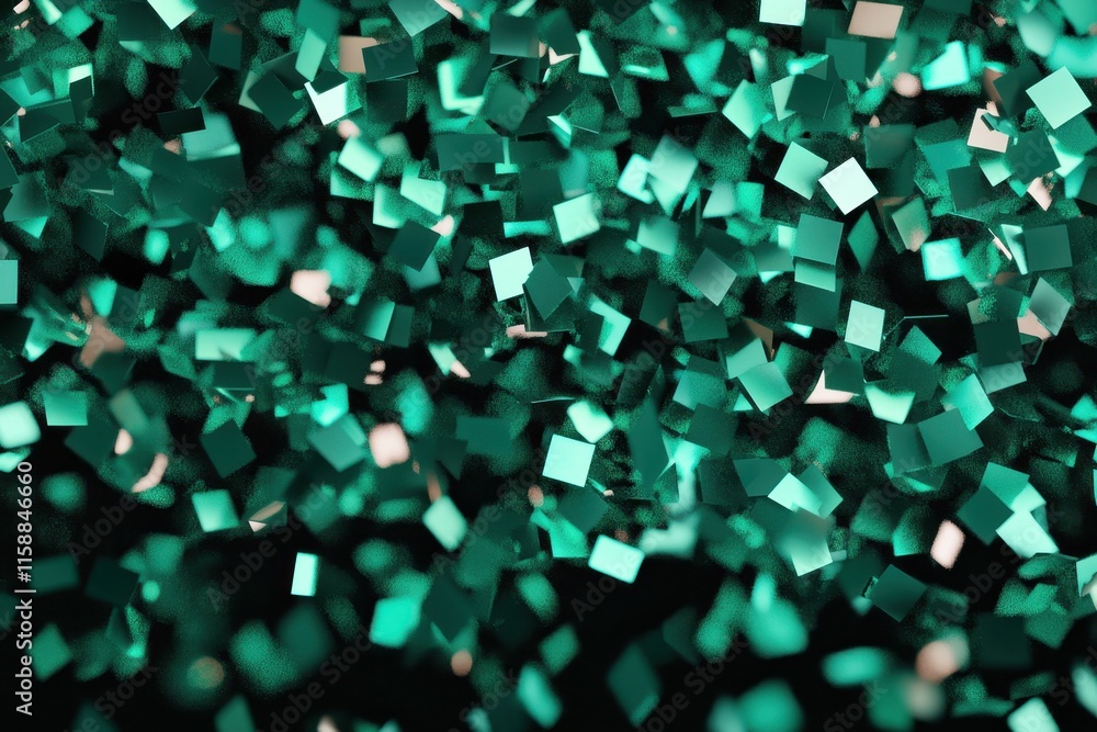 Poster teal abstract square confetti background falling shapes 3d render
