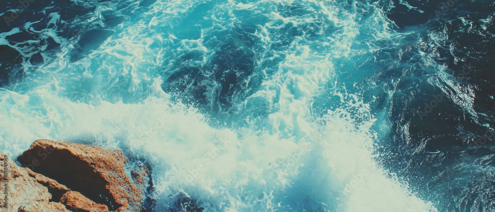 Poster Abstract waves in calming blue shades create a serene background for visual projects