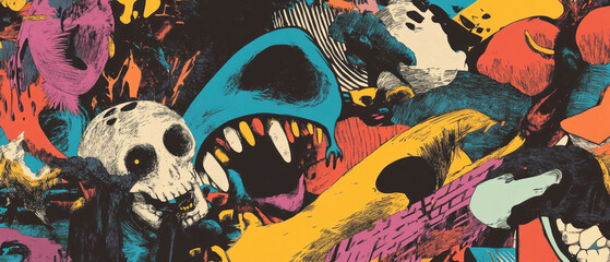 Colorful chaotic scribbles create a playful and energetic background design