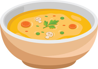 Vector Illustration of Soup on Bowl