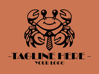 Crab in suit and tie on orange background. Great for quirky office themes, business presentations, and unique marketing materials