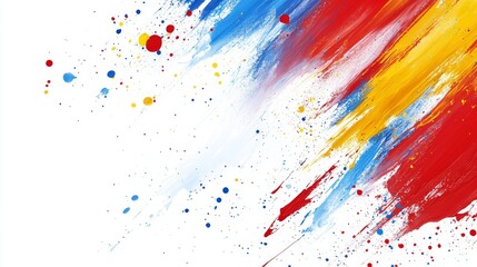 Colorful abstract paint splashes, vibrant colors, artistic design, multicolored brush strokes, modern digital art print