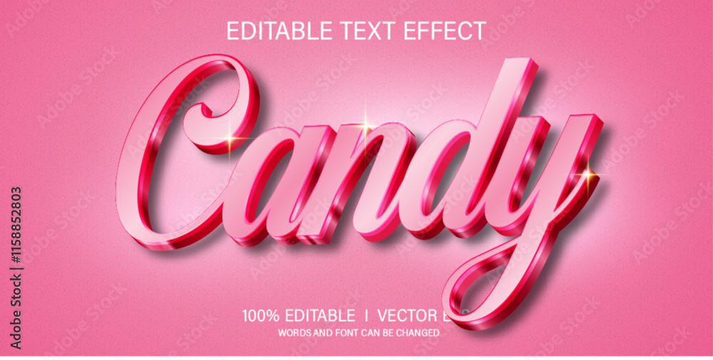 Poster candy 3d vector text effect with modern style design