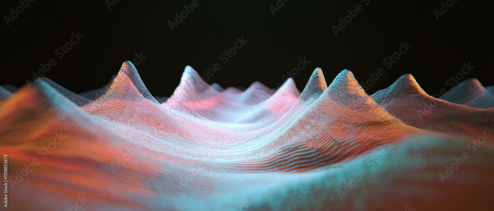 Aufkleber Exploring dynamic contours in an abstract representation of sound waves in a 3D environment