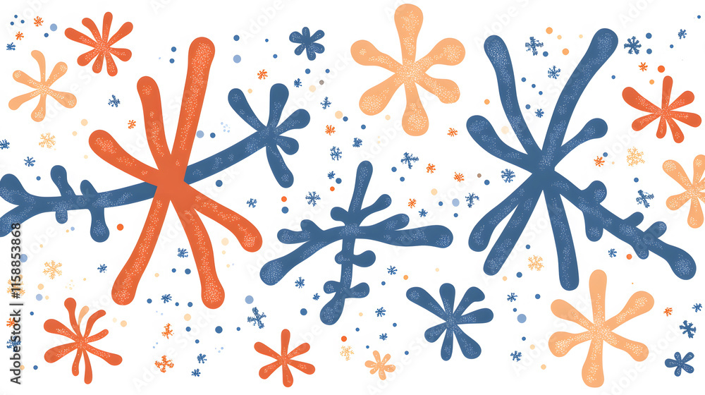 Poster Colorful abstract shapes create a playful, artistic design on a light background