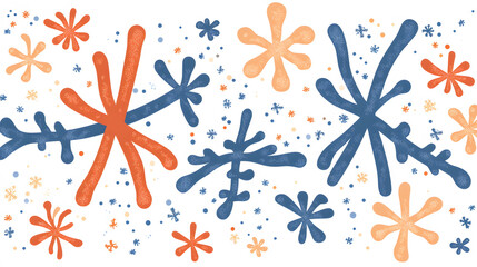 Colorful abstract shapes create a playful, artistic design on a light background