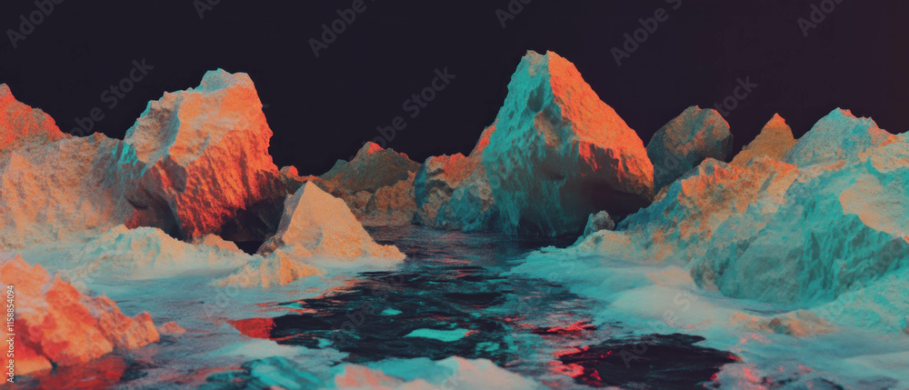 Poster Vivid polygonal abstract background with dynamic shapes and colors