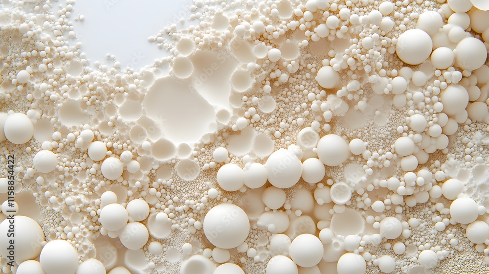 Poster abstract texture featuring white bubbles and spheres on a light background