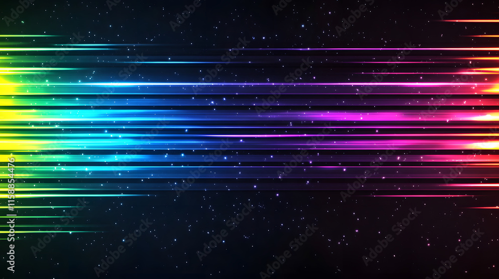 Aufkleber Colorful abstract lines create a dynamic, futuristic background with a starry effect