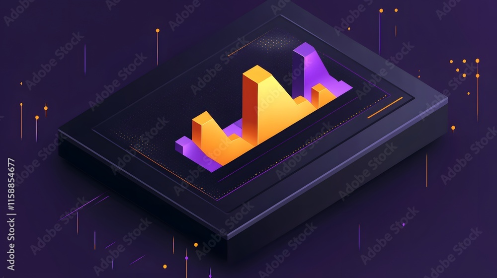 Poster 3D bar chart visualization with vibrant colors on a dark background