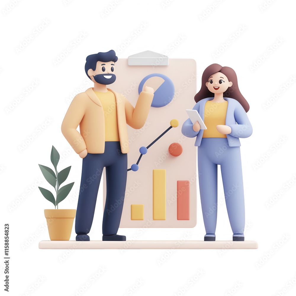 Poster professional team analyzing data with graphs and charts for strategic planning., isolated on a trans
