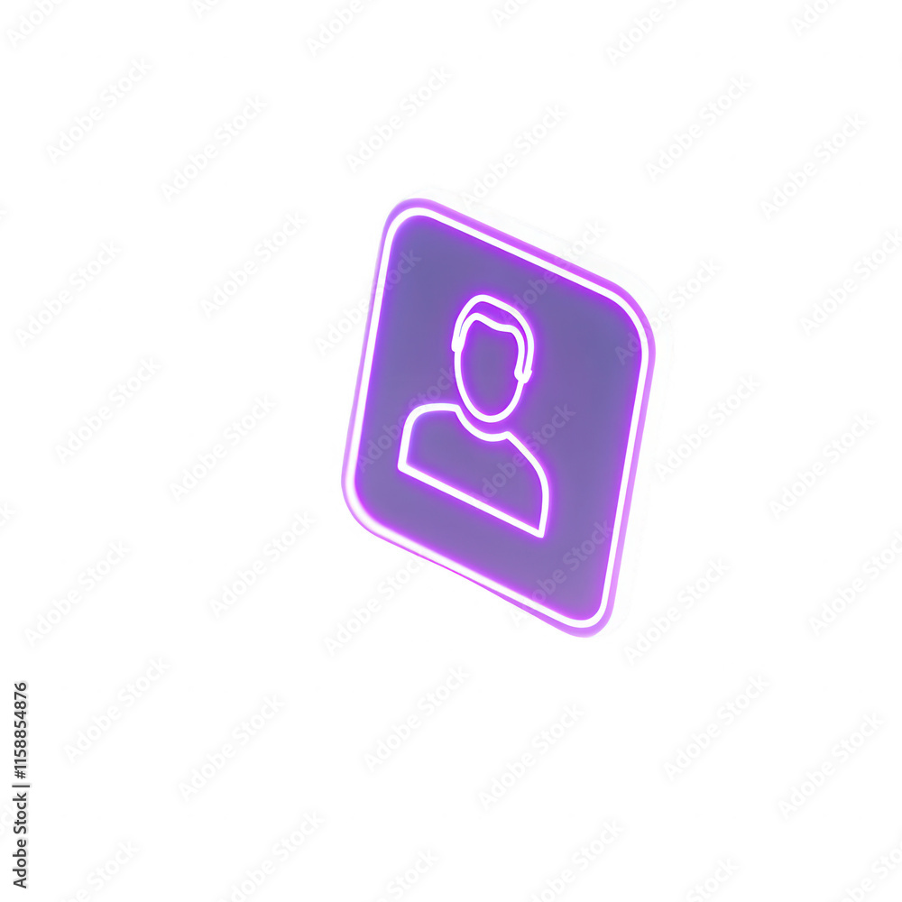 Poster stylized neon user icon on a transparent background for digital applications., isolated on a transpa