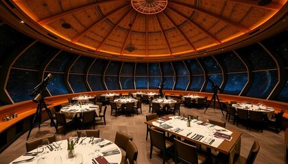 Obraz premium Celestial Dining Room Stargazing Restaurant Tables