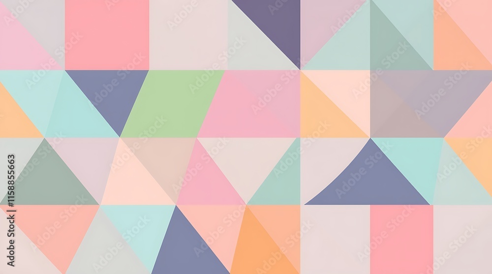 Poster pastel geometric triangles: a calming and stylish abstract background featuring a seamless pattern o