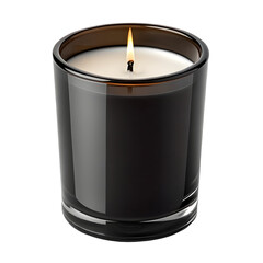Black Glass Candle Isolated on Transparent Background PNG and PSD  
