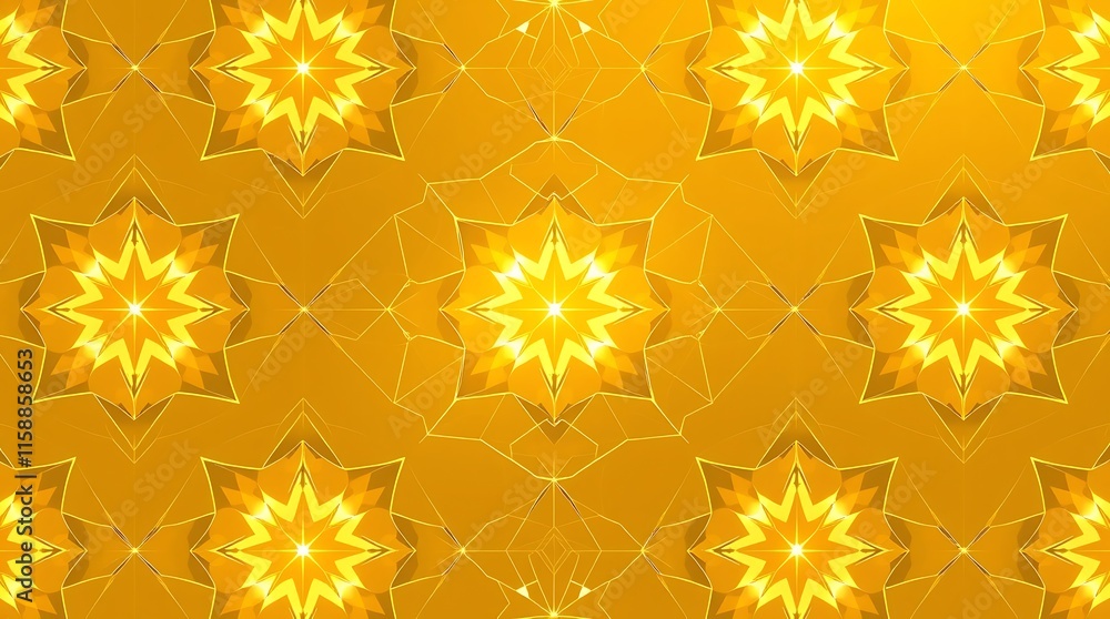 Poster golden radiance: abstract kaleidoscope pattern