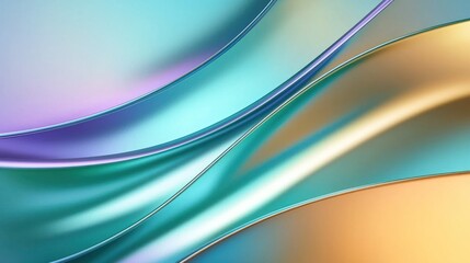 Naklejka premium Abstract teal, purple, and gold flowing curves.