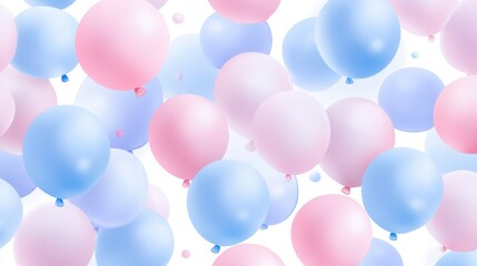 Colorful Pink and Blue Party Balloons on a Light Background