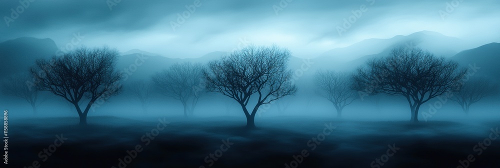 Aufkleber a forest with trees in the foreground and background