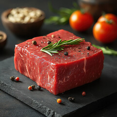 Well-Seasoned Steak on Dark Slate, Home-Cooked Meal Theme, Soft Ambient Lighting