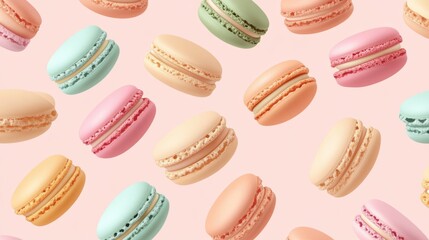 Colorful Macarons on Soft Pastel Background for Sweet Treats Theme