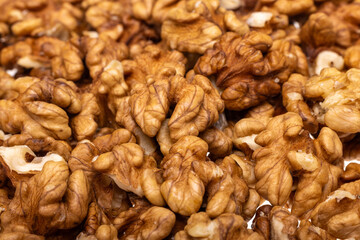 Pile of ripe walnuts ready to eat