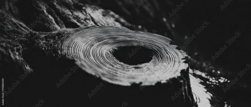 Poster Close-up view of the intricate patterns in tree rings revealing age and history