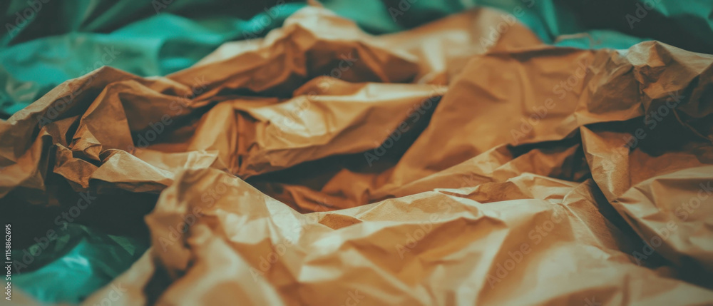 Leinwandbilder crumpled brown paper creating texture and depth in a colorful background