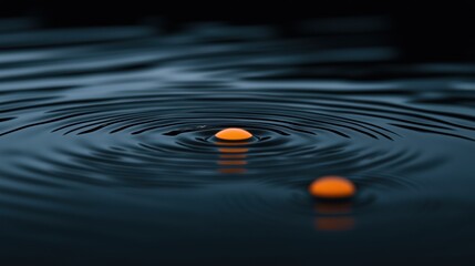 Two orange balls are floating in a body of water