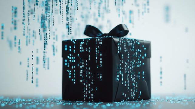 Digital gift box with binary code. (2)