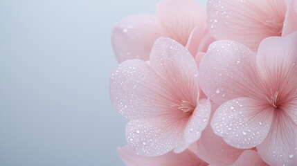 A close up of a pink flower with water droplets on it