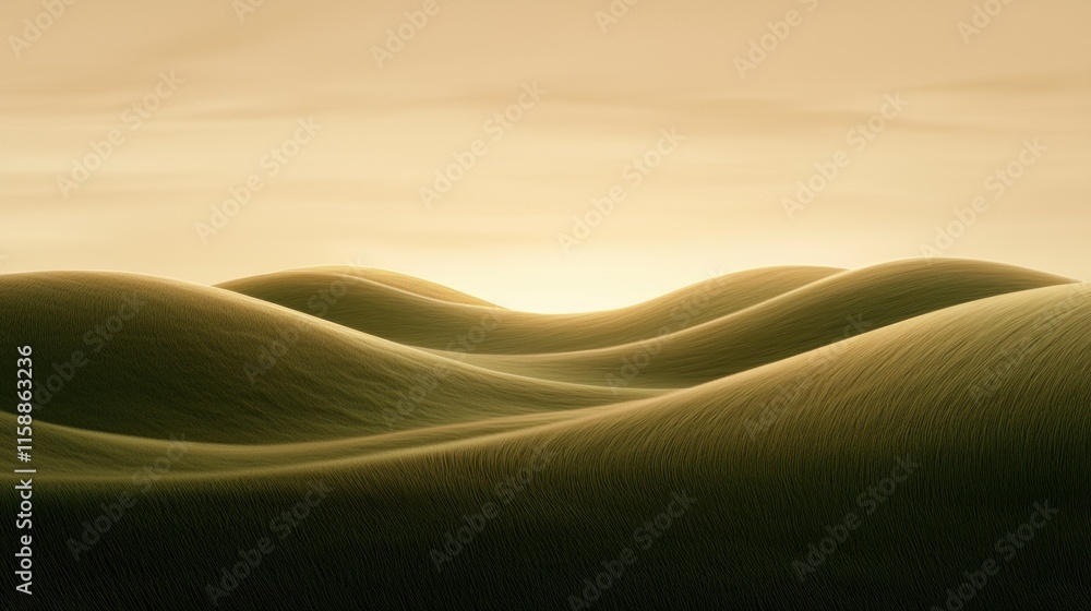 Poster a field of grass with a few trees in the background