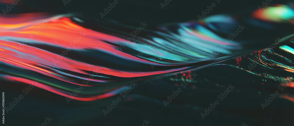 Poster cinematic pattern texture of abstract waves reflecting vibrant colors in motion