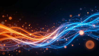 Fototapeta premium A mesmerizing blend of vibrant waves in blue and orange hues Generative AI