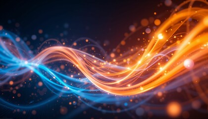 Obraz premium A mesmerizing blend of vibrant waves in blue and orange hues Generative AI