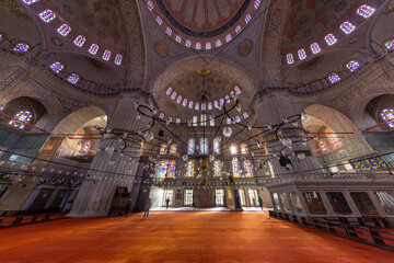 Obraz premium nterior of The Sultanahmet Mosque (Blue Mosque) in Istanbul ( Turkish: Sultan Ahmet Cami)