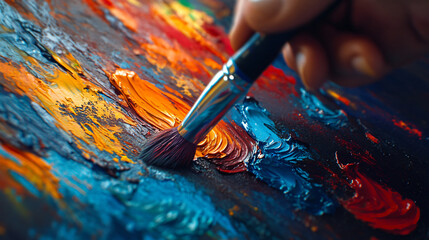 Obraz premium An artist experimenting with different colors and textures to convey complex emotions in their work.