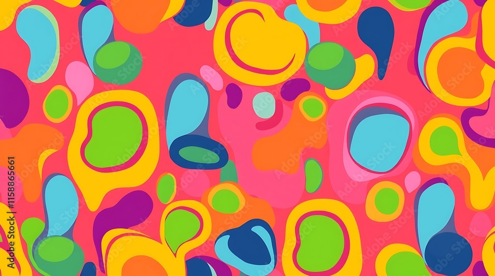 Poster abstract colorful pattern: vibrant and playful, this seamless pattern explodes with color and energy