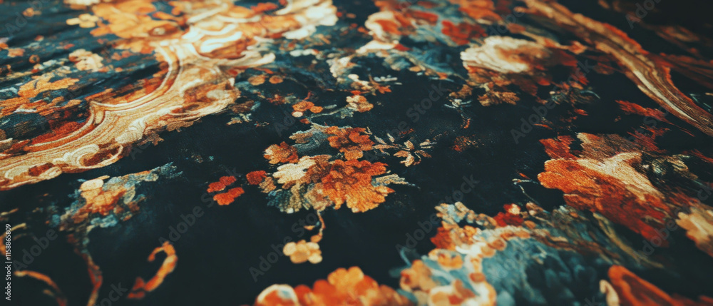 Poster explore the intricate design of a rich tapestry weaving intricate floral patterns