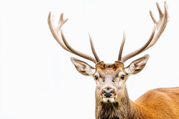 deer with spreading antlers against a white background