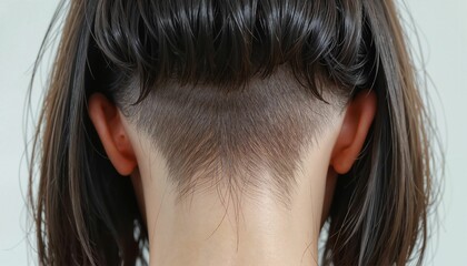 Modern individual with precise V-shaped undercut displaying contemporary edge against neutral background