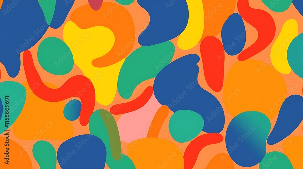 Poster abstract organic shapes: a vibrant and playful abstract design featuring a kaleidoscope of organic s